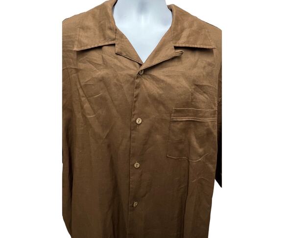 Steve Harvey Other - Steve Harvey Linen Men's Size 4XL Black Button Down Shirt w Pockets Short Sleeve